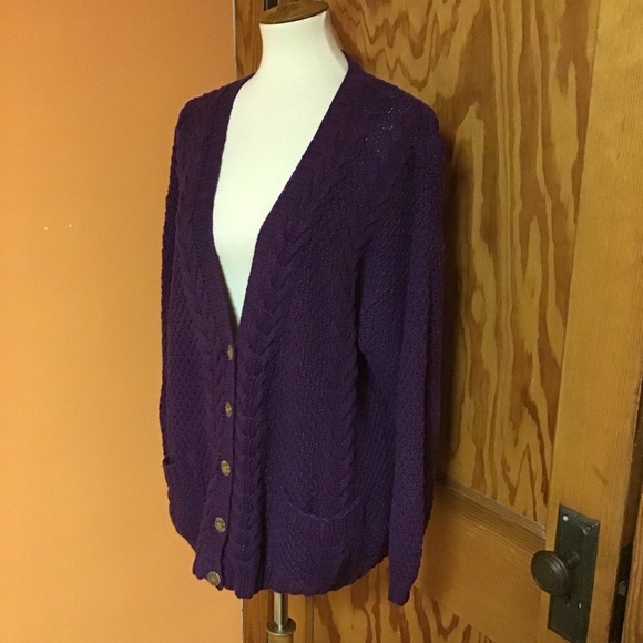 Vintage 90s purple oversized cardigan - Picture 6 of 11